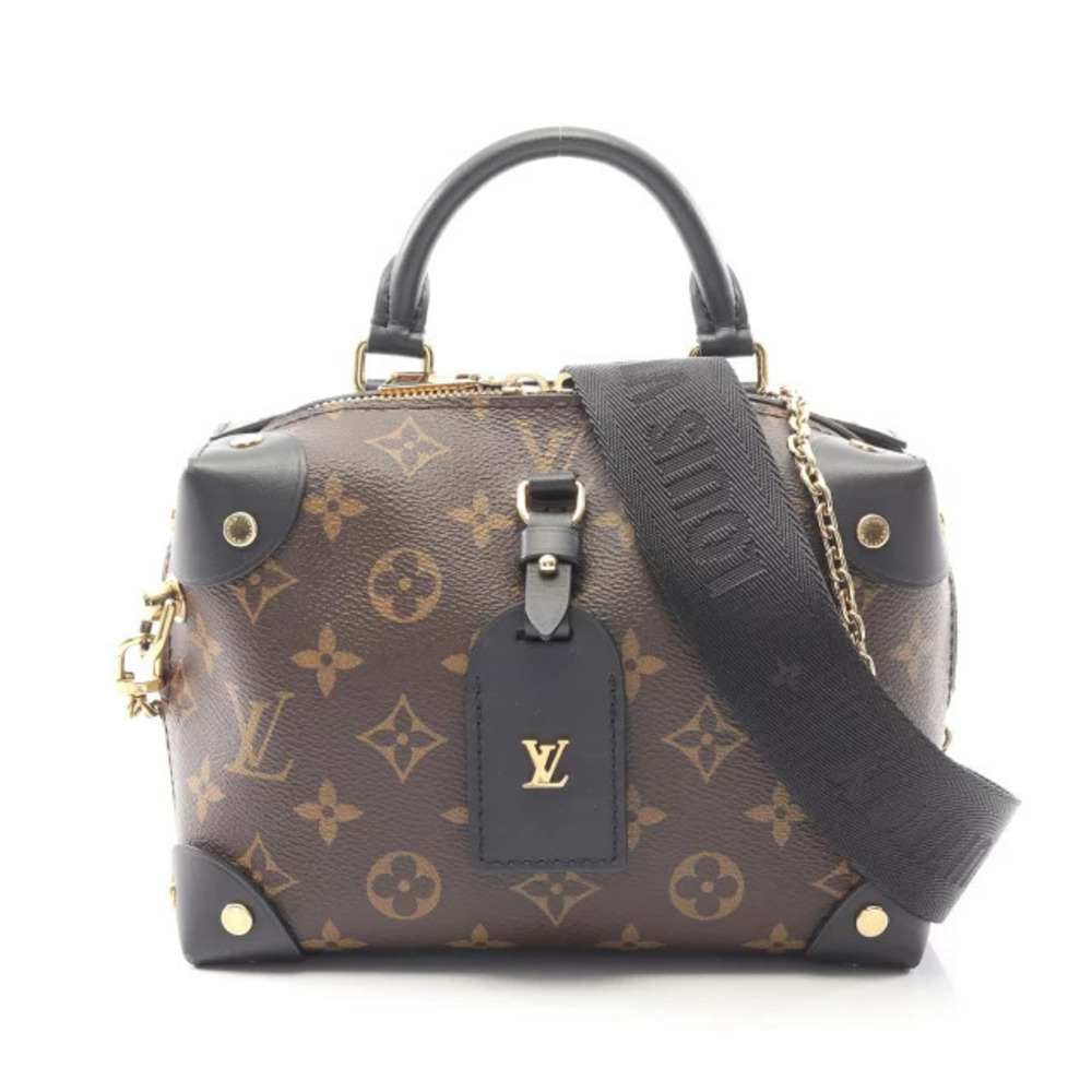 Louis Vuitton Malle Souple Handbag Canvas Leather Monogram Brown Black